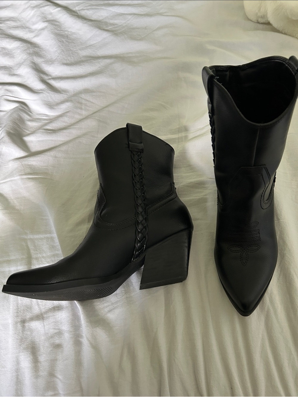 Dolce Vita Black Braided Western Heeled Ankle Boots